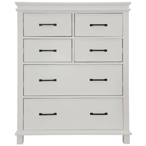 Lily Tallboy 6 Chest of Drawers Solid Pine Wood Bed Storage Cabinet - White