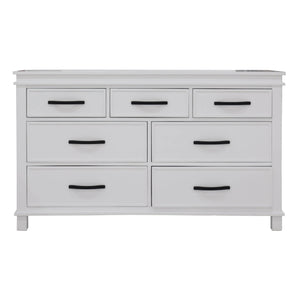 Lily Dresser 7 Chest of Drawers Solid Wood Tallboy Storage Cabinet - White