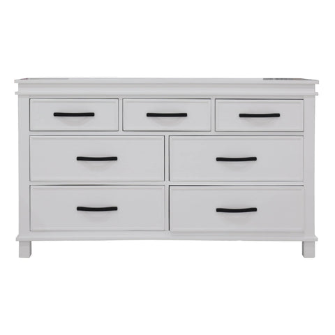 Lily Dresser 7 Chest of Drawers Solid Wood Tallboy Storage Cabinet - White