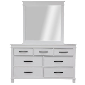 Lily Dresser Mirror 7 Chest of Drawers Tallboy Storage Cabinet - White