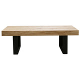 Ethan Coffee Table 130cm Veneer Solid Oak Top Metal Leg - Natural