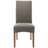 Aksa Fabric Upholstered Dining Chair Set of 8 Solid Pine Wood Furniture - Grey