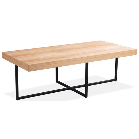 Petunia  Coffee Table 120cm Elm Timber Wood Black Metal Leg - Natural