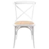 Aster Crossback Dining Chair Set of 4 Solid Birch Timber Wood Ratan Seat - White