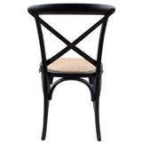 Aster Crossback Dining Chair Set of 2 Solid Birch Timber Wood Ratan Seat - Black