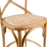 Aster 3pc Crossback Bar Stools Dining Chair Solid Birch Timber Rattan Seat - Oak