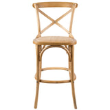 Aster Crossback Bar Stools Dining Chair Solid Birch Timber Rattan Seat - Oak