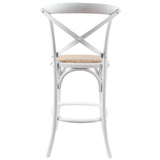 Aster 3pc Crossback Bar Stools Dining Chair Solid Birch Timber Rattan Seat White