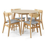 Cusco 5pc Set Dining Set 100cm Round Table 4 Chair Fabric Seat Scandinavian