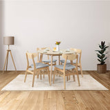 Cusco 5pc Set Dining Set 100cm Round Table 4 Chair Fabric Seat Scandinavian