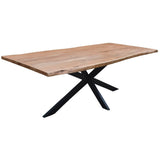 Lantana Dining Table 210cm Live Edge Solid Acacia Timber Wood Metal Leg -Natural