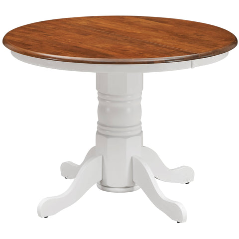 Lupin Round Dining Table 106cm Pedestral Stand Solid Rubber Wood - White Oak