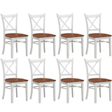 Lupin Dining Chair Set of 8 Crossback Solid Rubber Wood Furniture - White Oak