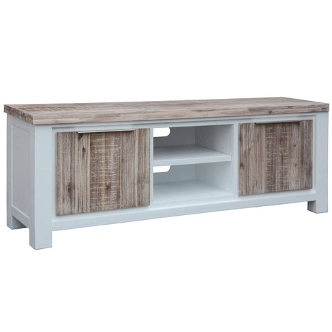 Plumeria ETU Entertainment TV Unit 176cm 2 Door Solid Acacia Timber -White Brush