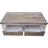 Plumeria Coffee Table 130cm 2 Drawer Solid Acacia Timber Wood - White Brush