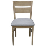 Tyler 2pc Set Dining Chair Fabric Seat Solid Acacia Timber Wood Brushed Smoke