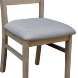 Tyler 2pc Set Dining Chair Fabric Seat Solid Acacia Timber Wood Brushed Smoke