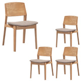 Emilio 4pc Set Dining Chair Fabric Seat Scandinavian Style Solid Ash Wood Oak