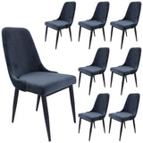 Eva Dining Chair Set of 8 Fabric Seat with Metal Frame - Charcoal