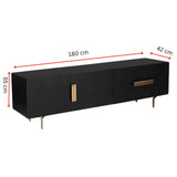 Knox ETU Entertainment TV Unit 180cm 3 Door 2 Drawer Solid Mango Wood - Black