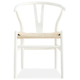 Anemone  Set of 2 Wishbone Dining Chair Beech Timber Replica Hans Wenger - White