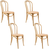 Azalea Arched Back Dining Chair Set of 4 Solid Elm Timber Wood Rattan Seat - Oak