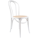 Azalea Arched Back Dining Chair 4 Set Solid Elm Timber Wood Rattan Seat - White