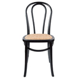 Azalea Arched Back Dining Chair 4 Set Solid Elm Timber Wood Rattan Seat - Black