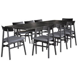 Claire 9pc Dining Set Table Extendable 170-230cm Oak Fabric Seat Chair - Black