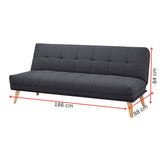 Jovie 3 Seater Sofa Queen Bed Fabric Uplholstered Lounge Couch - Dark Grey