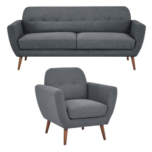 Lilliana 3 + 1 Seater Sofa Fabric Uplholstered Lounge Couch - Dark Grey