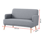 Brianna 3 + 2 + 1 Seater Sofa Fabric Uplholstered Lounge Couch - Light Grey