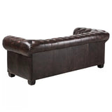 Max Chesterfield 3 Seater Sofa Lounge Genuine Leather Antique Brown