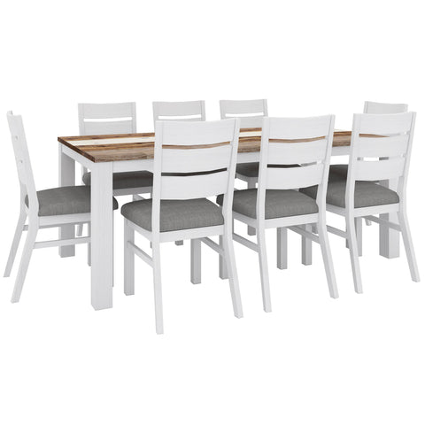 Orville 9pc Dining Set 200cm Table 8 Chair Solid Acacia Wood Timber -Multi Color