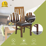 Birdsville PU Seat Dining Chair Set of 2 Solid Ash Wood Dining Furniture -Brown