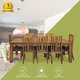 Birdsville 9pc Dining Set 225cm Table 8 PU Seat Chair Solid Mt Ash Wood - Brown