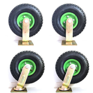 4x 10 Inch Swivel Castor Caster Pneumatic Tyres Wheels Trolley Cart Wheelbarrow