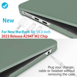 15 inch Air 2023 MacBook Air Matte Case  A2941 M2 Chip Hard Shell Case Keyboard Cover Midnight Green