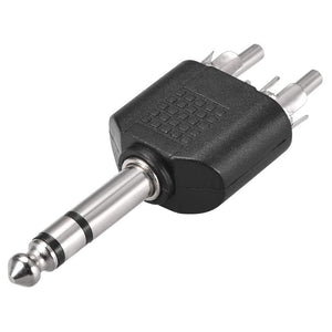 1/4 6.35mm Mono Male To 2X RCA male Audio Connector Adapter Splitter