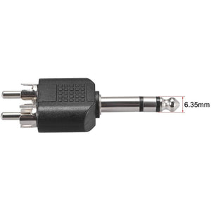 1/4 6.35mm Mono Male To 2X RCA male Audio Connector Adapter Splitter