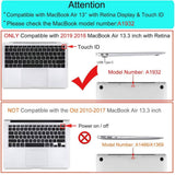 MacBook Air 13 Inch Case 2020 2019 2018, A1932, A2179, A2337 Shell Case Keyboard Cover Clear