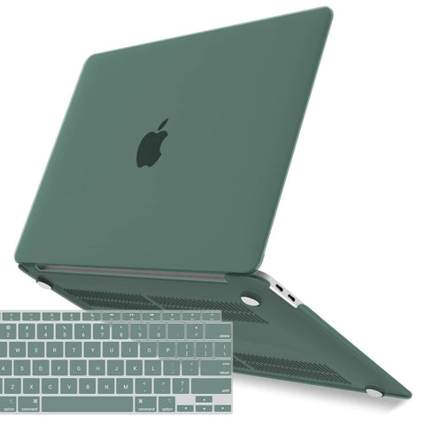 MacBook Air 13 Inch Case 2022 2021 2020 2019 2018, A1932, A2179, A2337 Shell Case Keyboard Cover Dark Green