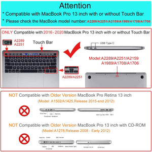 MacBook Pro 13 inch 2020 Release A2251 A2289 A2338 Matte Shell Case Keyboard Cover Touch Bar Clear