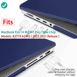 MacBook Pro 14 Max Inch Case 2023 2022 2021 M2 A2779 M1 A2442 Hardshell Case Keyboard Cover Blue