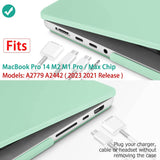 MacBook Pro 14 Max Inch Case 2023 2022 2021 M2 A2779 M1 A2442 Hardshell Case Keyboard Cover Green