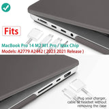 MacBook Pro 14 Max Inch Case 2023 2022 2021 M2 A2779 M1 A2442 Hardshell Case Keyboard Cover Grey