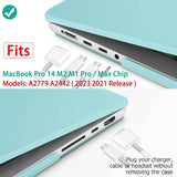 MacBook Pro 14 Max Inch Case 2023 2022 2021 M2 A2779 M1 A2442 Hardshell Case Keyboard Cover Turquoise