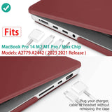 MacBook Pro 14 Max Inch Case 2023 2022 2021 M2 A2779 M1 A2442 Hardshell Case Keyboard Cover Wine Red