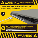 2023 2022 MacBook Air 13 inch case M2 Model A2681 Hard Shell Case Keyboard Cover Grey