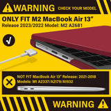 2023 2022 MacBook Air 13 inch case M2 Model A2681 Hard Shell Case Keyboard Cover Wine Red